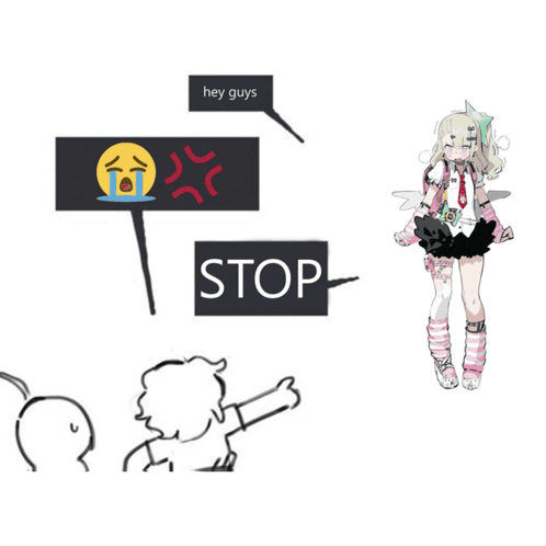 a drawing of a girl holding a stop sign