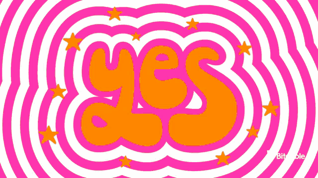 the word yes is surrounded by pink and green circles