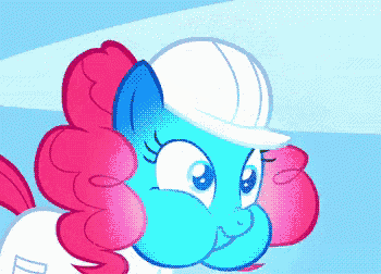 a cartoon pony wearing a white hat with the letter d on it