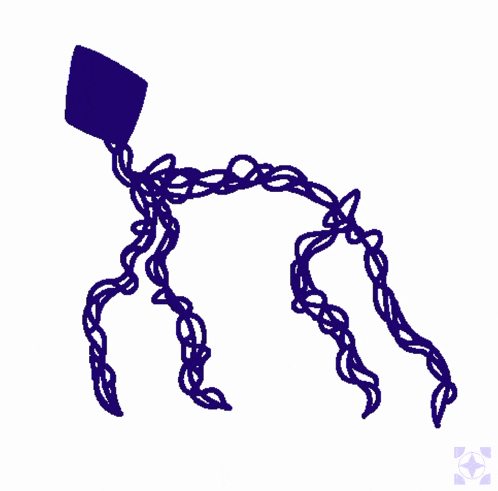 a drawing of a purple kite with a diamond on top