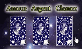 amour argent chance is written on the bottom of a blue background