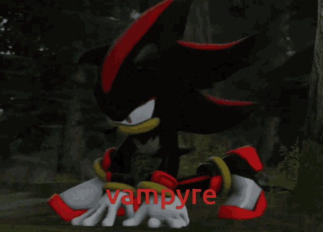 shadow the hedgehog from sonic the hedgehog is walking in the dark