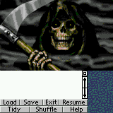 a grim reaper is holding a scythe in his hand