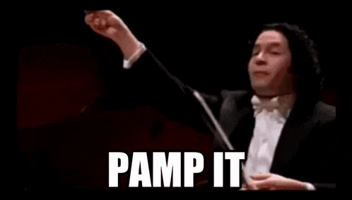 a man in a tuxedo is giving a thumbs up with the words pamp it written below him