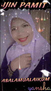 a picture of a woman wearing a purple hijab with the name jin pamit on the top