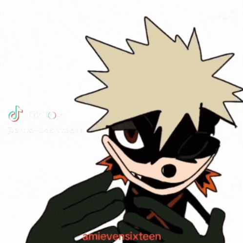 a cartoon character with a mask on is making a funny face .