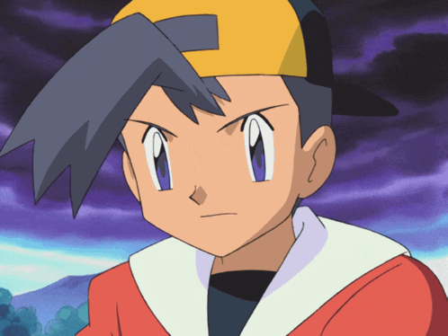 a close up of a cartoon character with a yellow hat