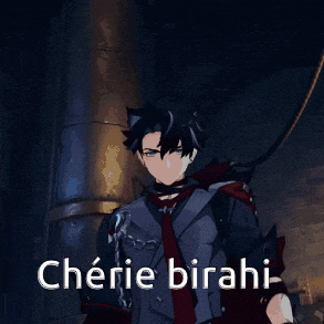 a cartoon character with a chain around his neck and the words cherie birahi below him