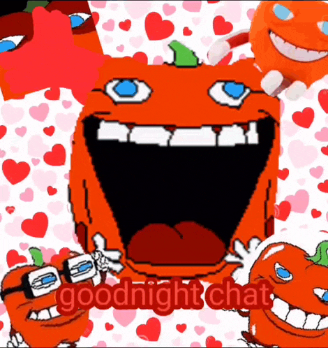 a cartoon of a pumpkin with the words goodnight chat on it