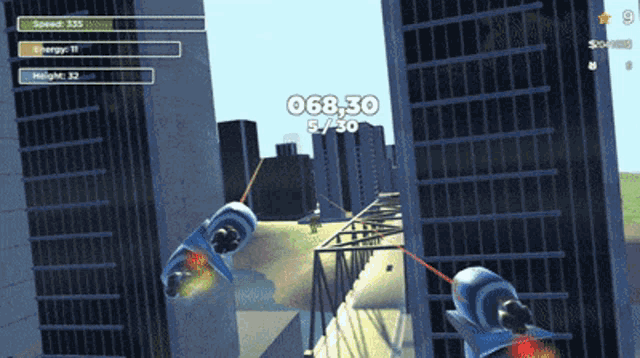 a screenshot of a video game with 068,30 in the upper left corner