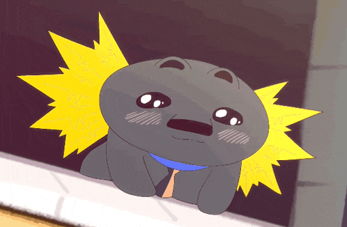 a cartoon drawing of a cat with a yellow lightning bolt around its head