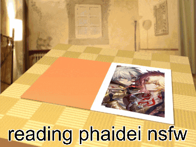 a picture on a table with the words reading phaidei nsfw below it