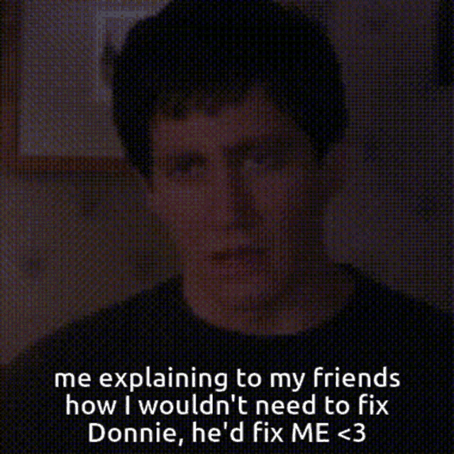 a man is explaining to his friends how he wouldn t need to fix donnie