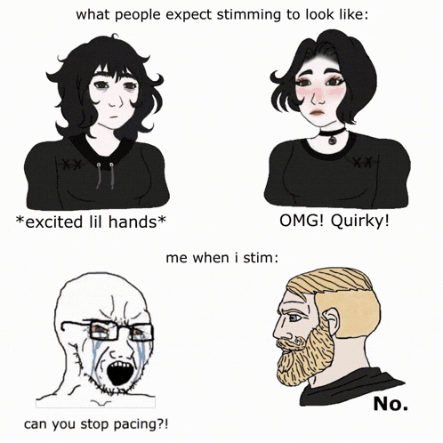 what people expect simming to look like : * excited lil hands * omg quirky me when i stim can you stop pacing