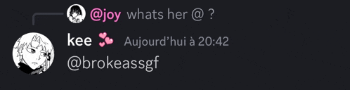 a screenshot of a conversation between @joy whats her and @kee