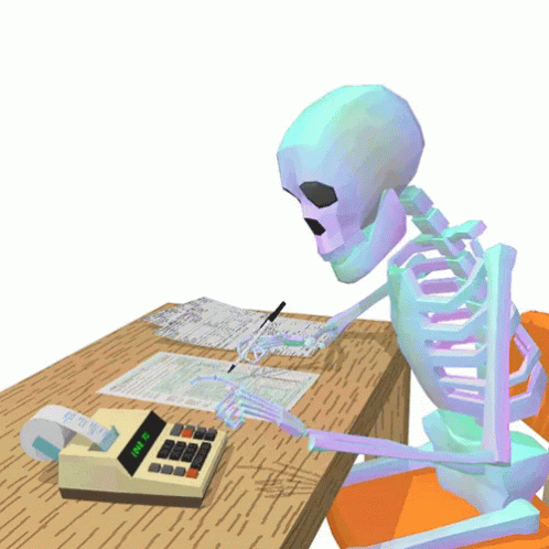 Skeleton Taxes GIF - Skeleton Taxes Calculating GIFs