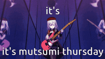 a picture of a girl with the words " it 's mutsumi thursday "