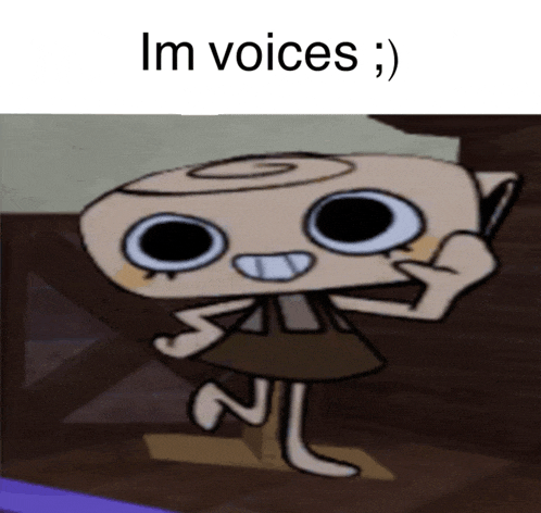a cartoon character with the words " im voices " below it