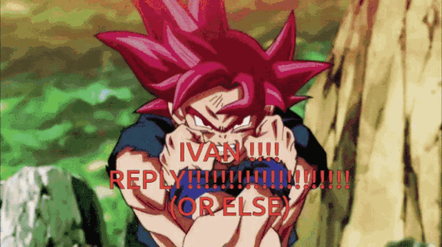 a cartoon character with red hair and the words ivan reply or else on the bottom