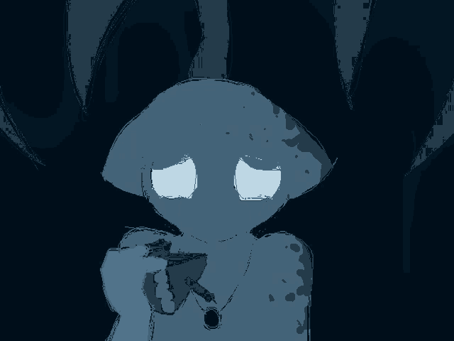 a drawing of a person with blue eyes