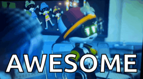 a picture of a cartoon character with the word awesome below it