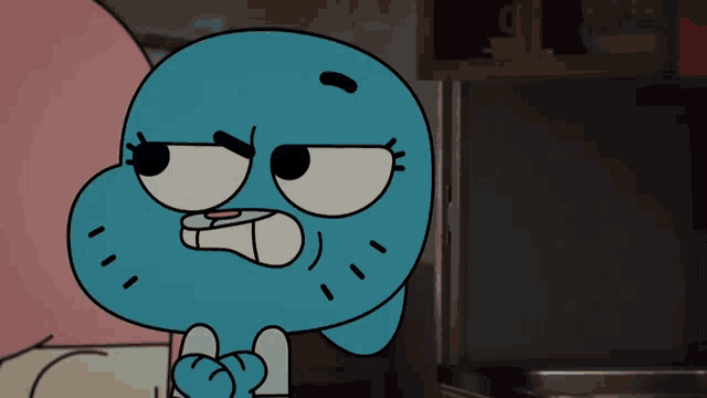 gumball from the amazing world of gumball is looking at a worm in a sink