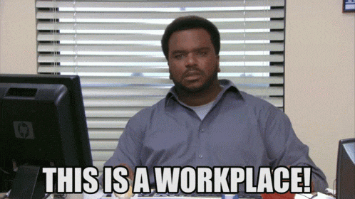 a man sits at a desk with a hp computer and says " this is a workplace "