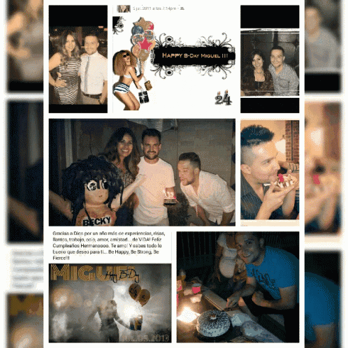a collage of photos with the words happy b-day miguel on the top