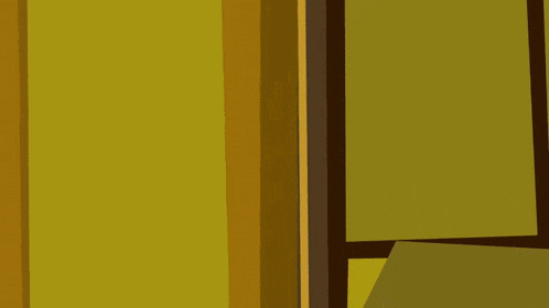 a cartoon character peeking out from behind a wall