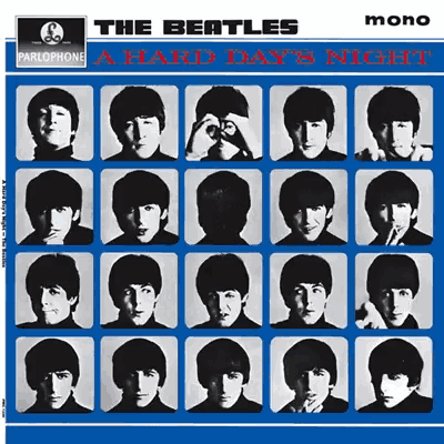 the beatles a hard day 's night album cover shows many different faces