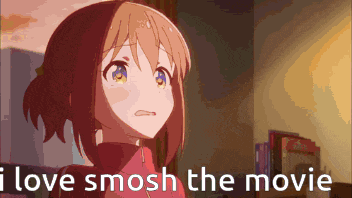 a picture of a girl with the words " i love smosh the movie "