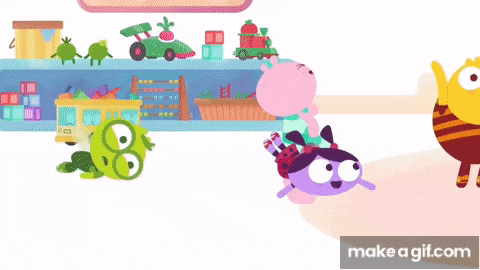 a group of cartoon characters including a bee and a ladybug