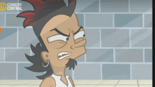 a cartoon of a man with a beard and a mohawk says comedy central on the bottom right