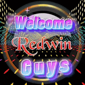 a colorful sign that says welcome redwin guys on it