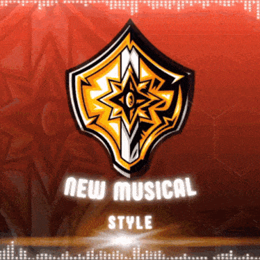 a new musical style logo with a red background