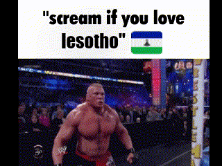 a picture of a wrestling match with the words `` scream if you love lesotho '' written above it .
