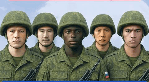 a group of soldiers are standing next to each other in a row wearing helmets and holding guns .