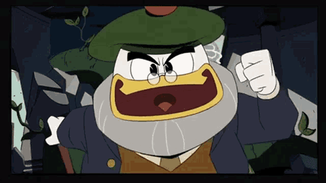 a cartoon character with a green hat and a beard