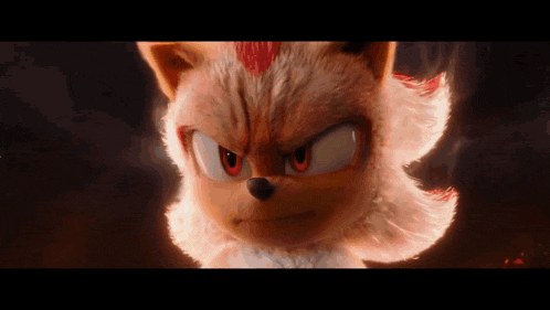 shadow the hedgehog from the movie sonic the hedgehog is looking at the camera with an angry look on his face .