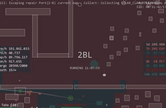 a screenshot of a computer screen that says 2bl running at 11:07 59