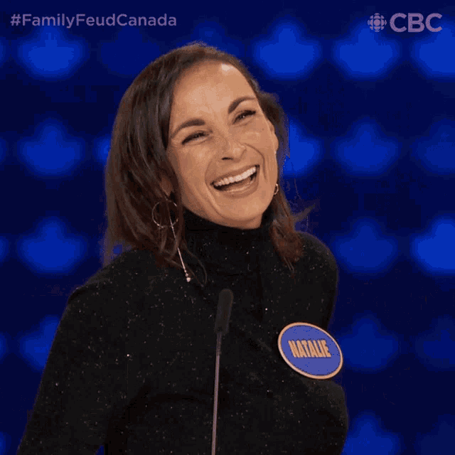 Laughing Natalie GIF - Laughing Natalie Family Feud Canada GIFs