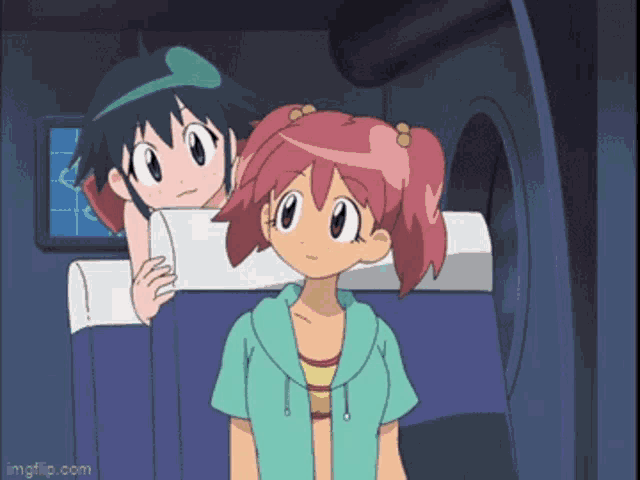 a couple of anime girls sitting next to each other with imgflip.com at the bottom