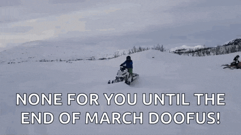 a man is riding a snowmobile in the snow .