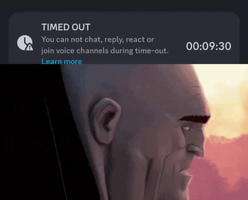 a screenshot of a timed out message with a bald man in the background