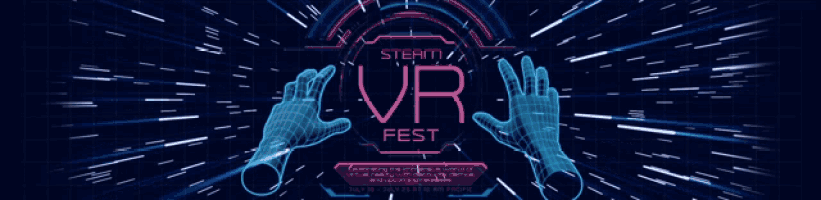 a poster for a virtual reality festival with a pair of hands