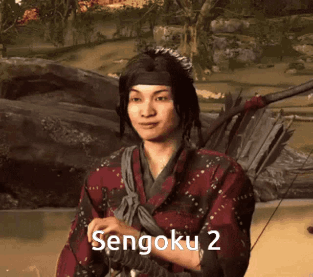 a video game character named sengoku 2 is holding a bow and arrows