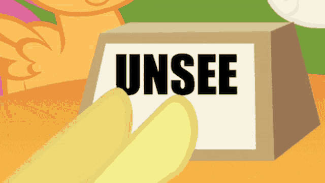 a box with the word unsee on it in black letters