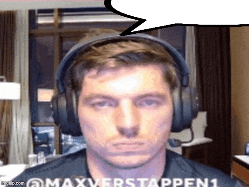 a man wearing headphones has a speech bubble above his head that says maxverstappen 1