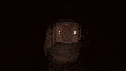 a woman in a red dress is standing in a hallway