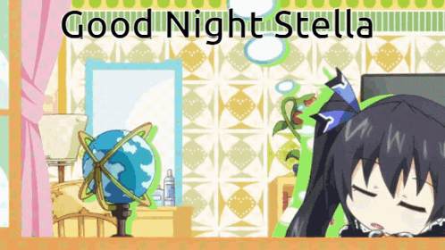 a good night stella greeting card with a girl sleeping